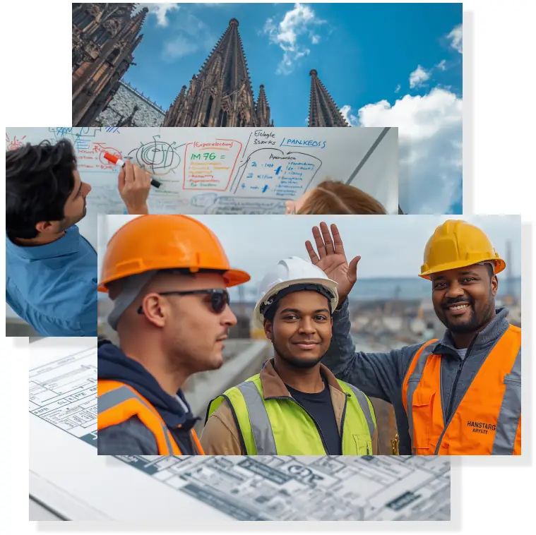 Eine Gruppe von diversen und glücklichen Mitarbeitern