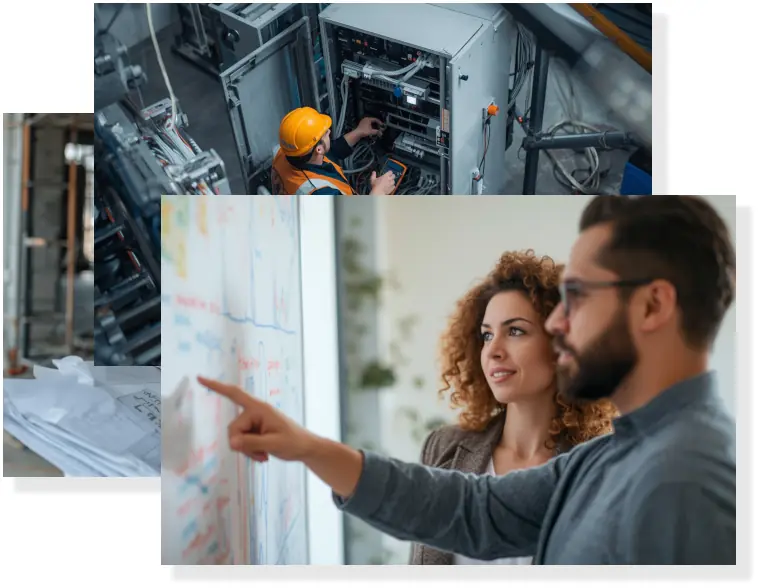 Strategie-Meeting am Whiteboard, das HR-Prozesse zeigt